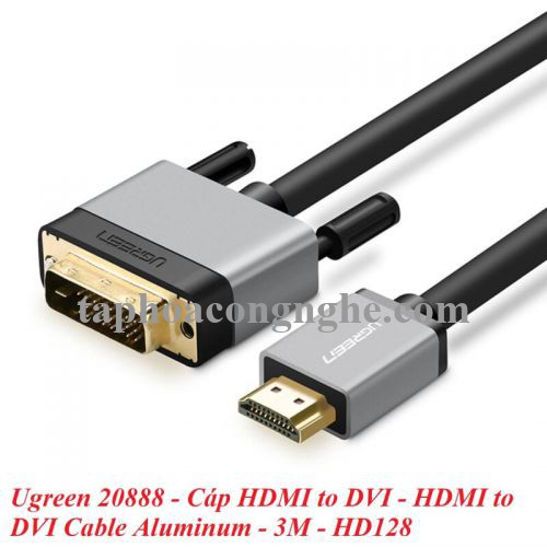 Ugreen 20888 3M màu Đen Cáp chuyển đổi HDMI sang DVI 24 + 1 thuần đồng cao cấp HD128 30020888